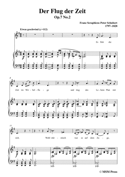 Schubert-Der Flug der Zeit,in G Major,Op.7 No.2,for Voice and Piano image number null