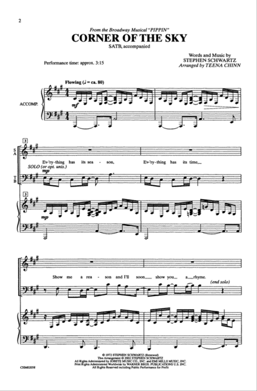 Corner Of The Sky - SATB Corner Of The Sky - SATB 4-Part scores gallery preview page 2