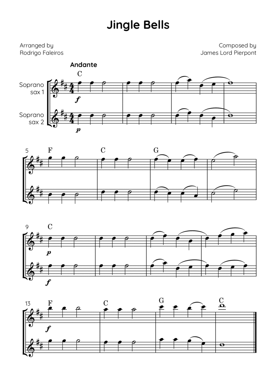 Jingle Bells Woodwind Duet scores gallery preview page 1