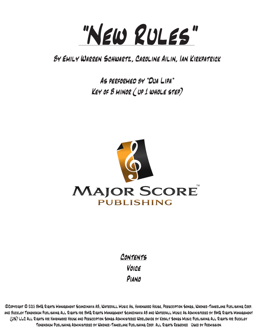 New Rules Piano, Vocal scores gallery preview page 1