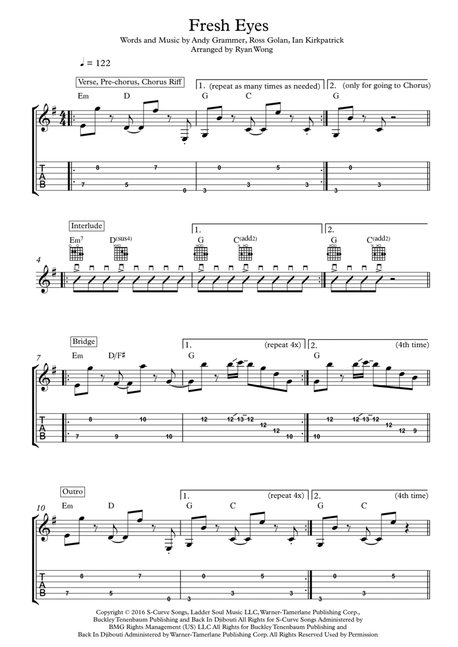 Fresh Eyes Electric Guitar scores gallery preview page 1