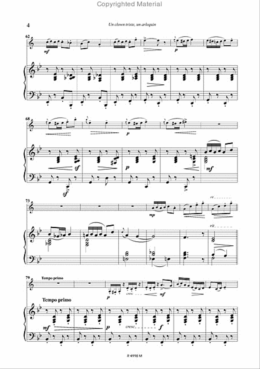 Un clown triste, un arlequin Clarinet Solo scores gallery preview page 5