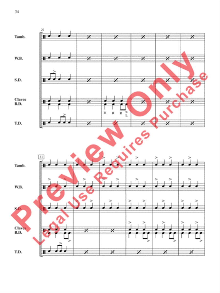 The Anthony J. Cirone Intermediate Percussion Ensemble Collection Percussion Ensemble scores gallery preview page 35