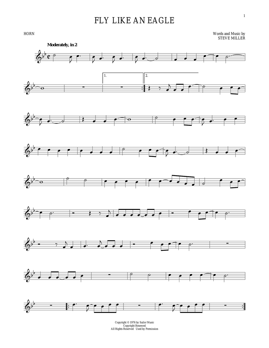 Fly Like An Eagle Horn Solo scores gallery preview page 1
