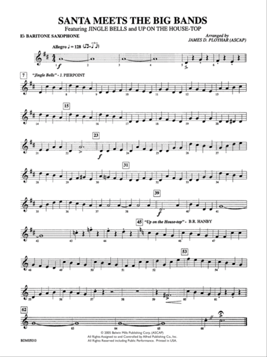 Santa Meets the Big Bands: E-flat Baritone Saxophone Concert Band scores gallery preview page 1