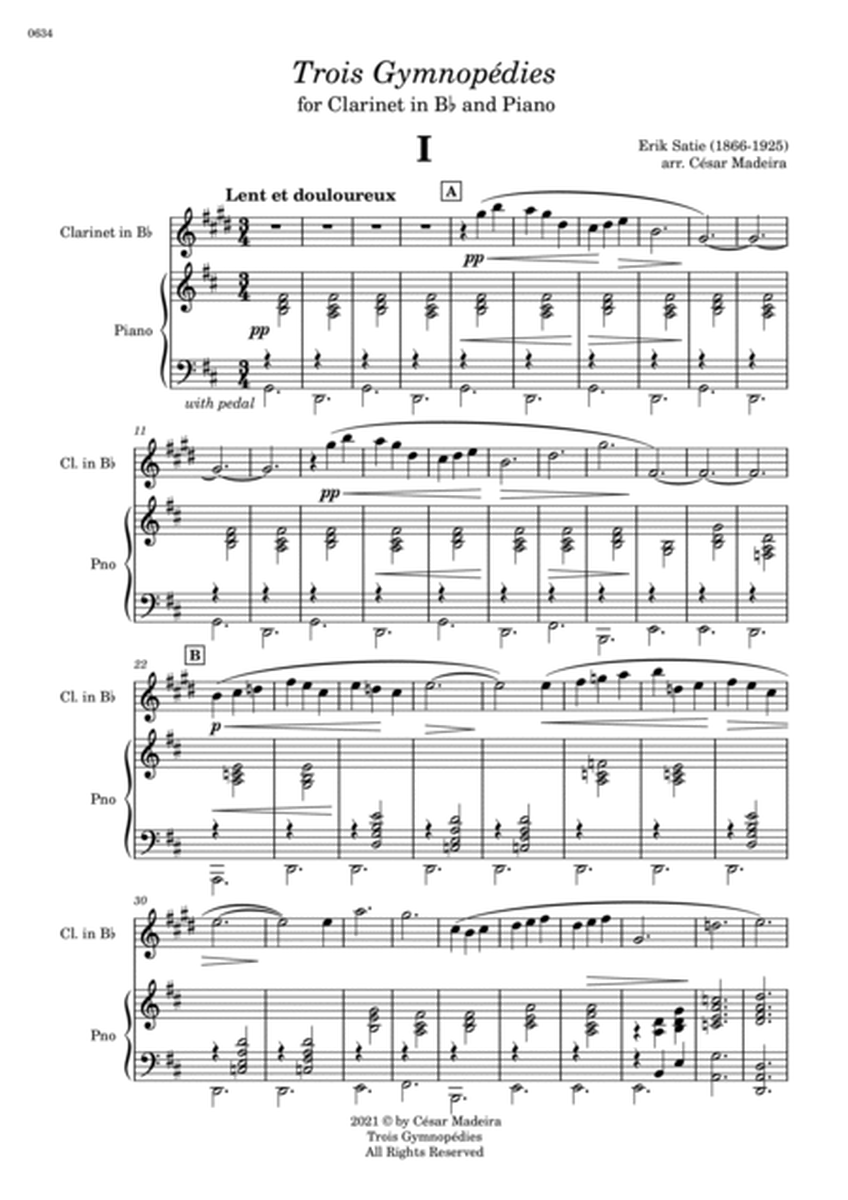 Three Gymnopedies by Satie - Bb Clarinet and Piano (Full Score and Parts) image number null