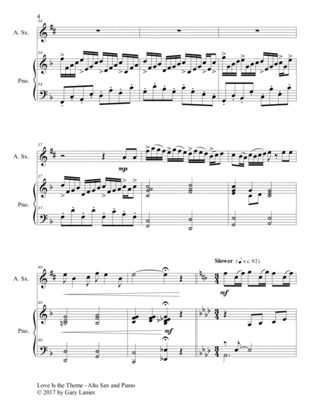 LOVE IS THE THEME (Duet – Alto Sax & Piano with Score/Part) image number null