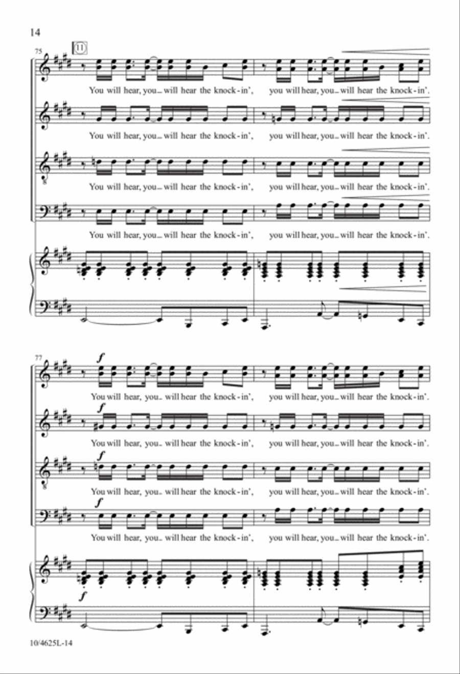 Somebody's Knockin' at Your Door 4-Part scores gallery preview page 14