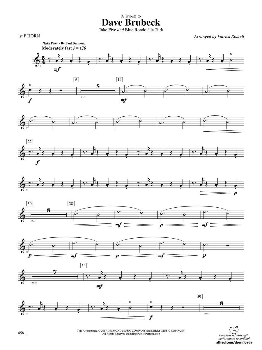 A Tribute to Dave Brubeck: 1st F Horn