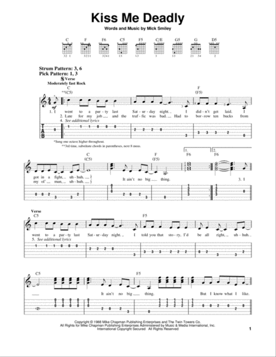 Kiss Me Deadly Acoustic Guitar scores gallery preview page 1