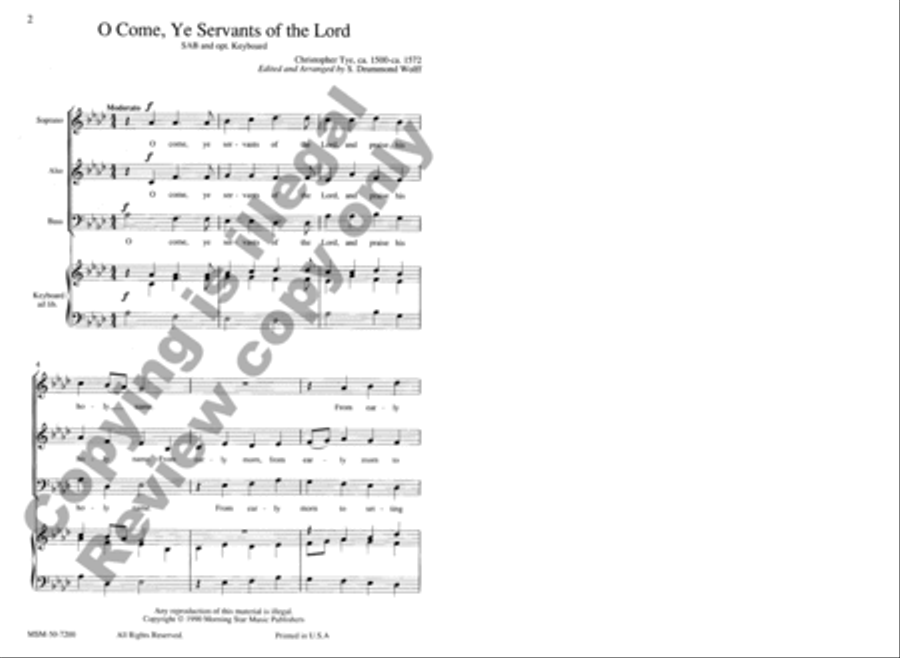 O Come, Ye Servants of the Lord 3-Part scores gallery preview page 2