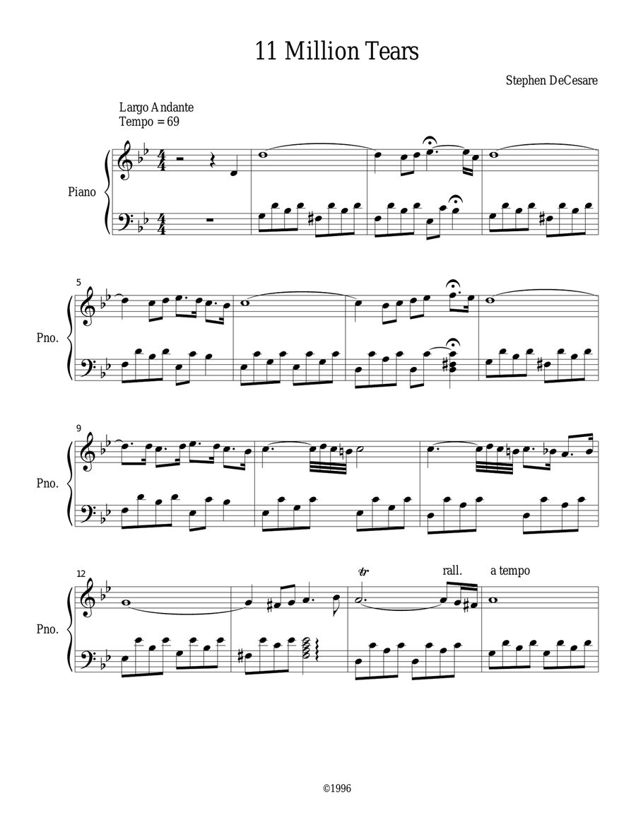 11 Million Tears (Violin solo and Piano) Violin Solo scores gallery preview page 1