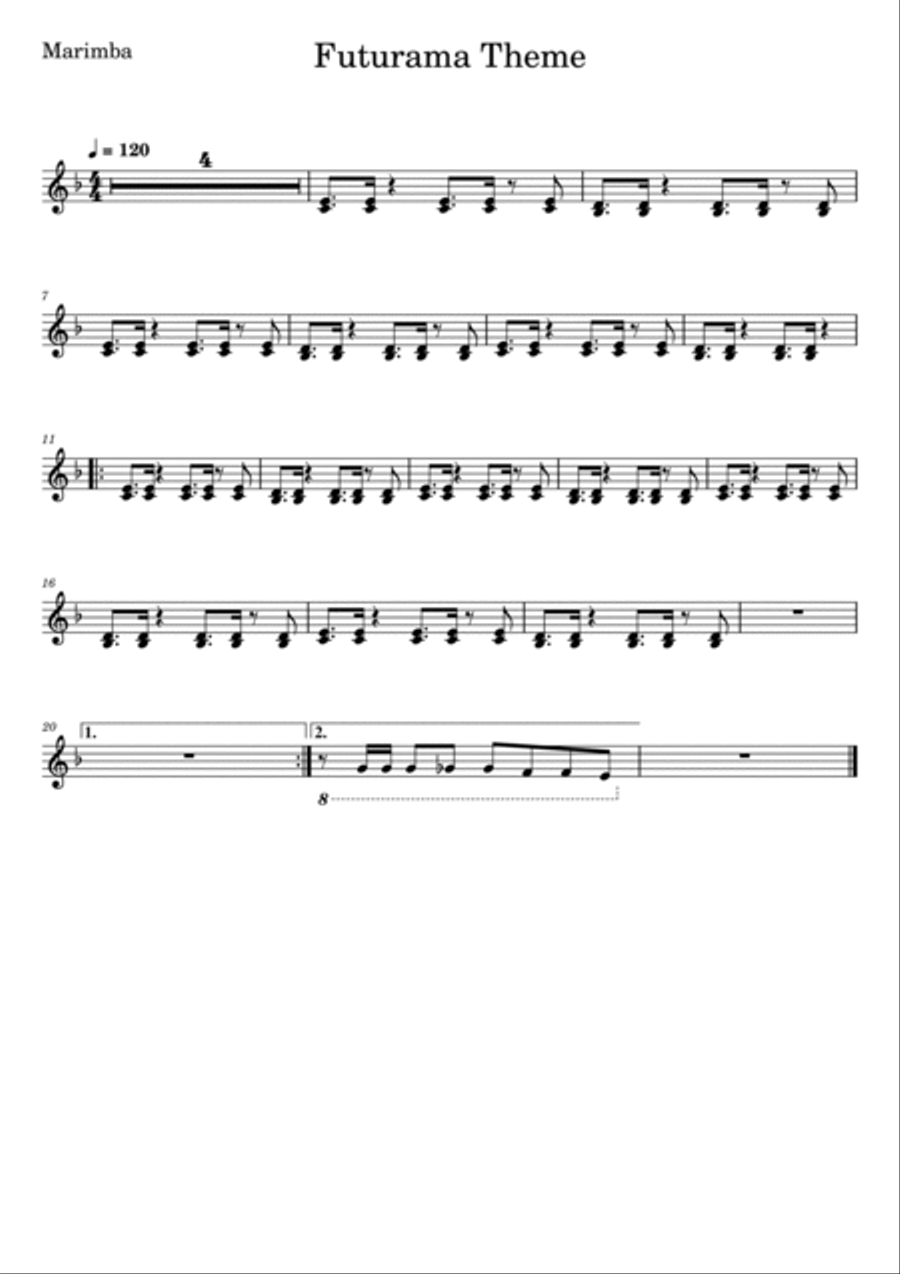 Futurama Theme Percussion Ensemble scores gallery preview page 3