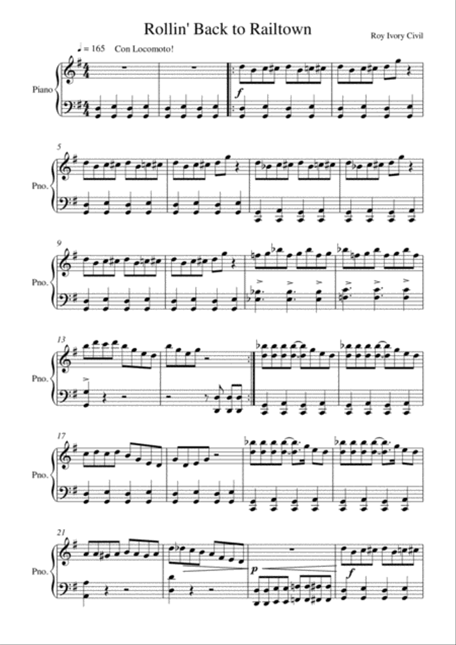 Rolling Back To Railtown Piano Solo scores gallery preview page 1