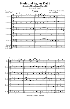 Missa Papae Marcelli (Kyrie & Agnus Dei 1) for recorder ensemble