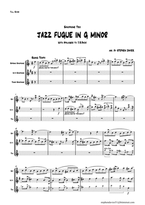'Jazz Fugue in G Minor', based on the 'Fantasia & Fugue in G Minor BWV542 by J.S.Bach for Saxophone