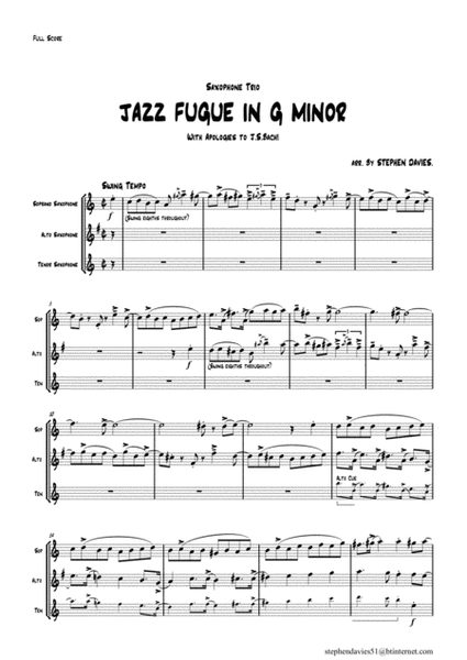 'Jazz Fugue in G Minor', based on the 'Fantasia & Fugue in G Minor BWV542 by J.S.Bach for Saxophone image number null