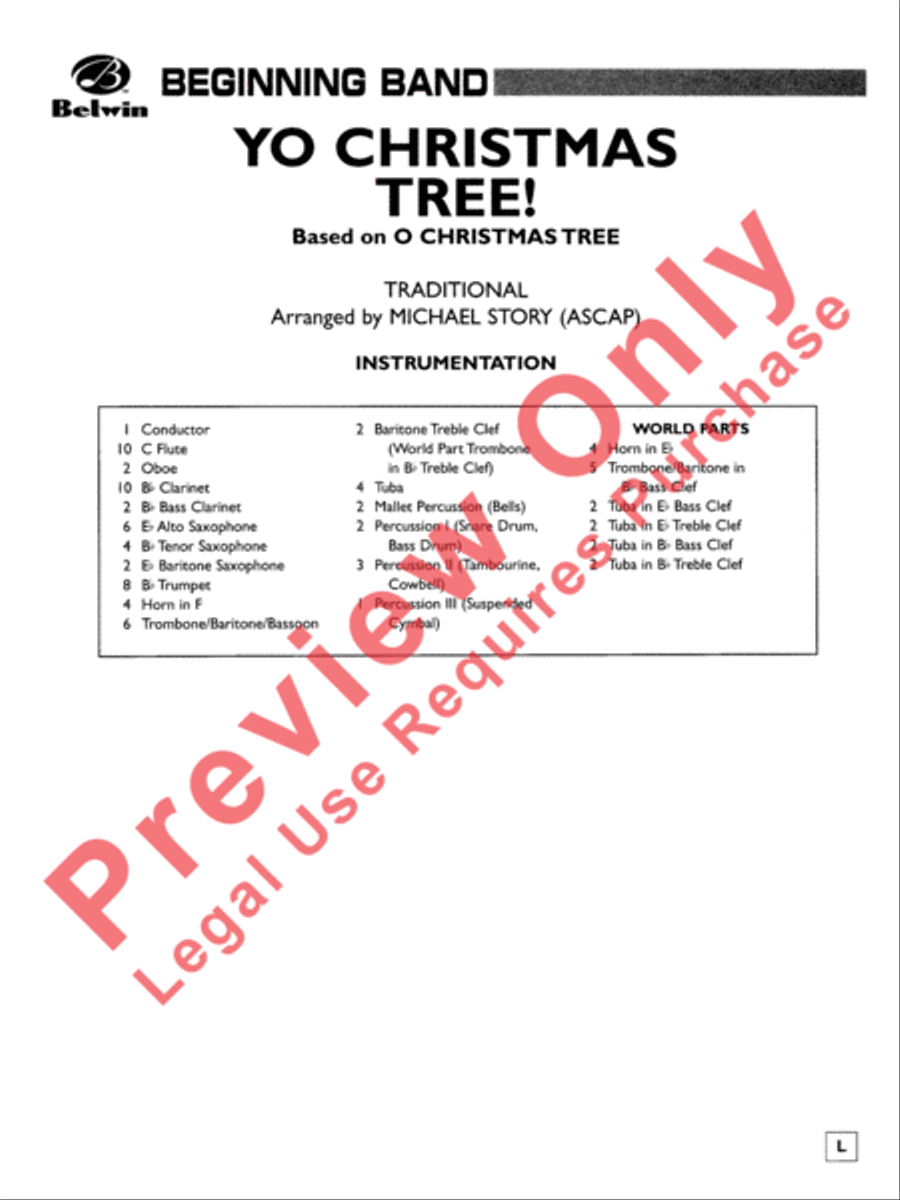 Yo Christmas Tree! (based on O Christmas Tree) Concert Band scores gallery preview page 2