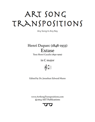 Book cover for DUPARC: Extase (transposed to C major)