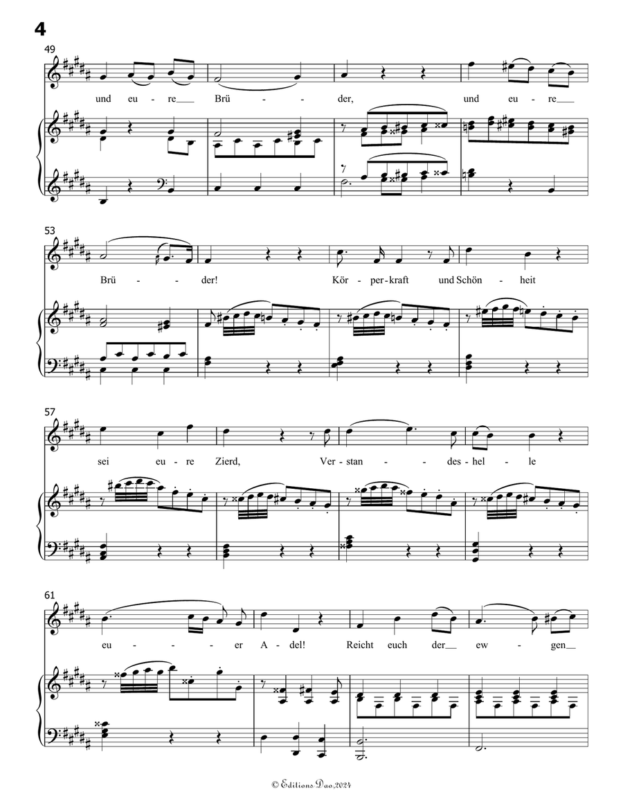 Die ihr des unermeβlichen weltalls, by Mozart, K.V.619, in B Major Piano, Vocal scores gallery preview page 6