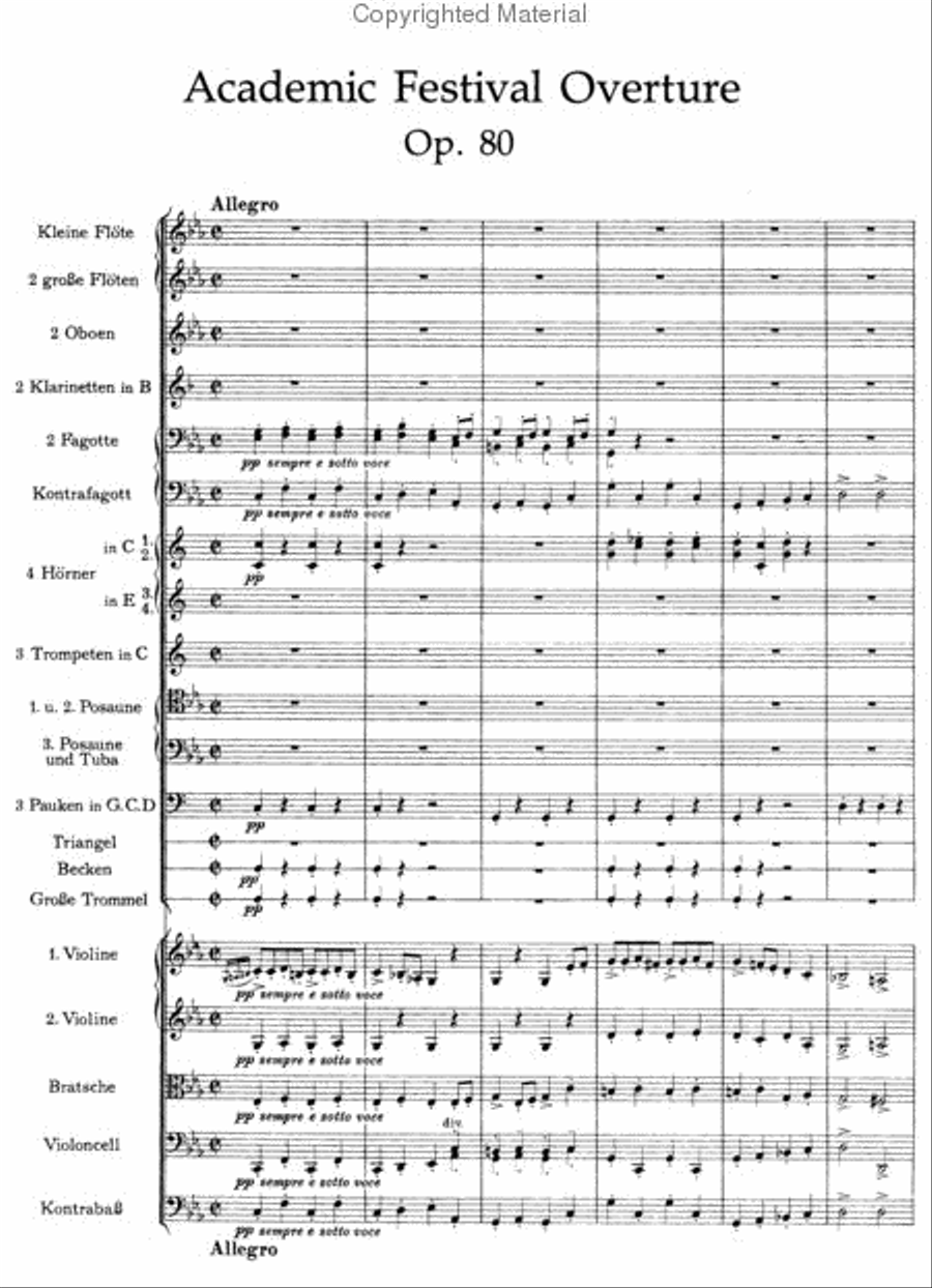 Three Orchestral Works in Full Score -- Academic Festival Overture, Tragic Overture and Variations on a Theme by Joseph Haydn Full Orchestra scores gallery preview page 2