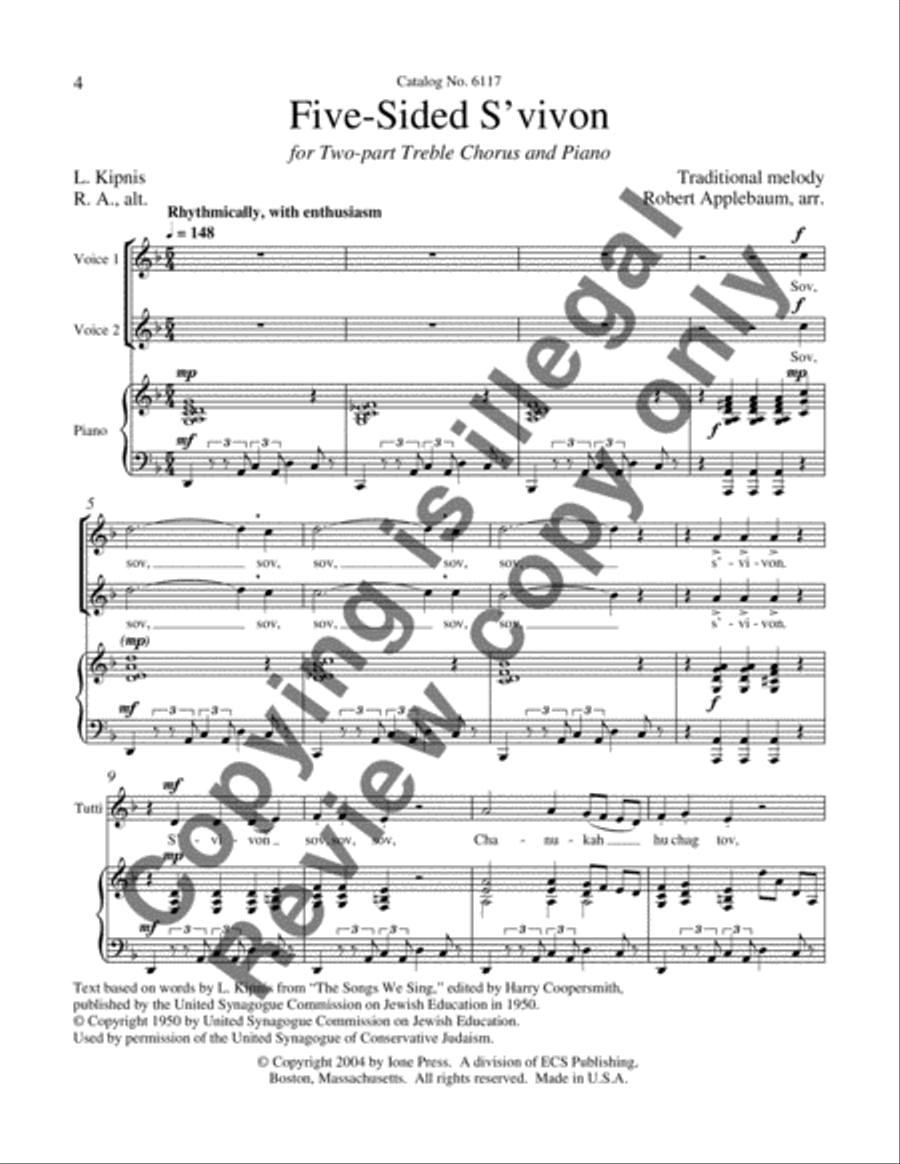 Five-Sided S'vivon (Choral Score)