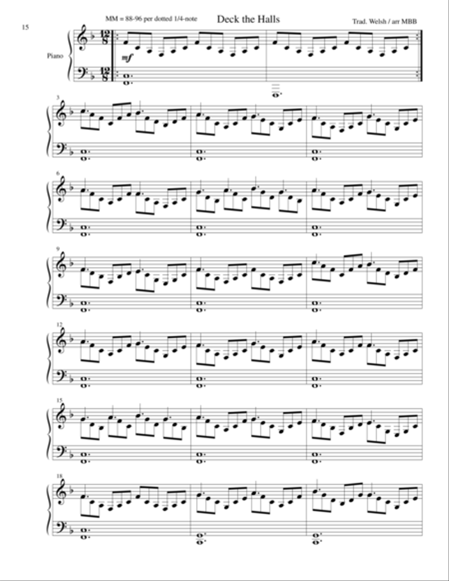 Deck the Halls A Minimalist Piano Arrangement, from 24 Minimalist Christmas Carols Harpsichord scores gallery preview page 1