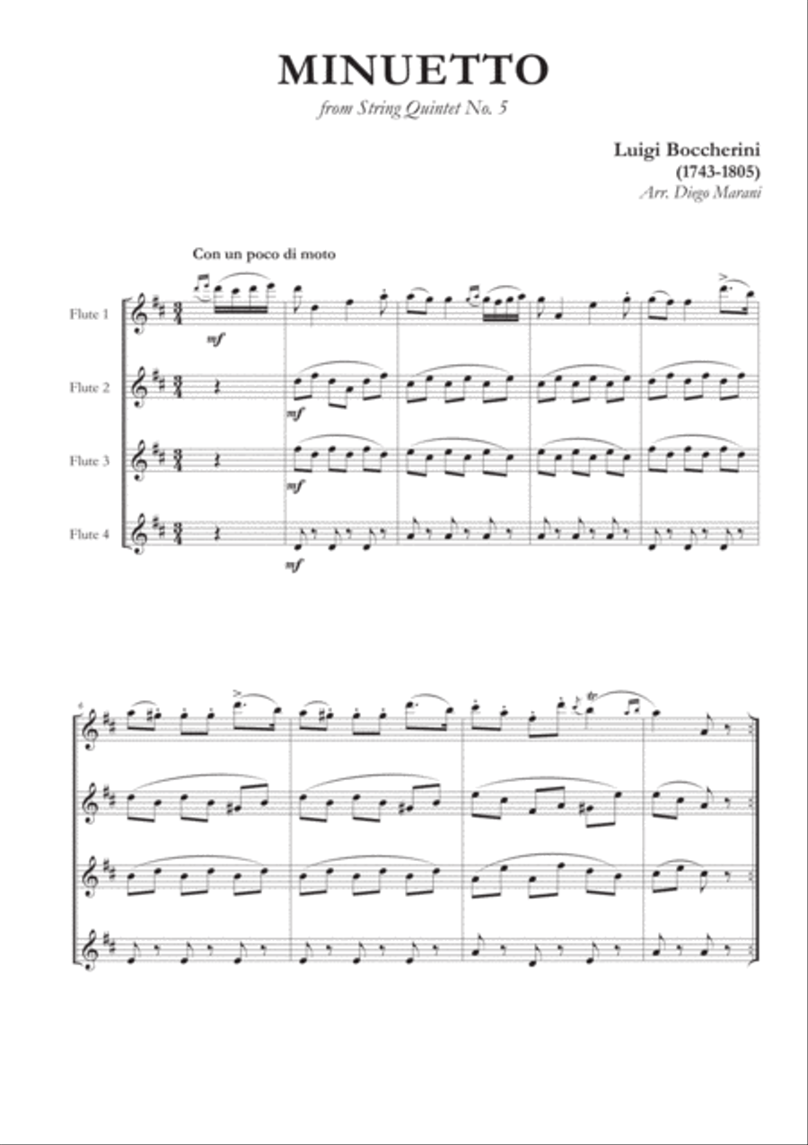 Boccherini's Minuet for Flute Quartet Flute Quartet scores gallery preview page 3