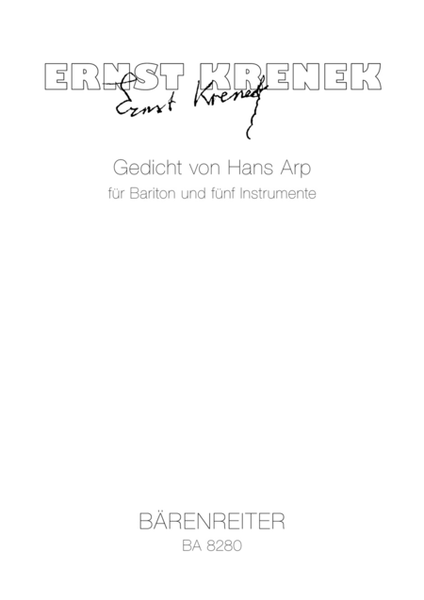 Gedicht von Hans Arp for Baritone and five Instruments