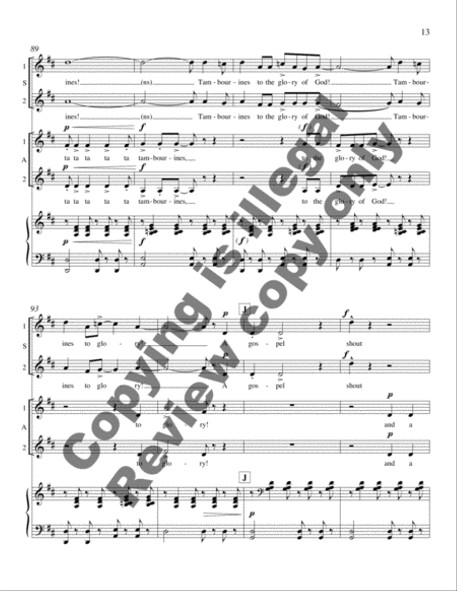 Tambourines from Harlem Songs SSAA scores gallery preview page 10