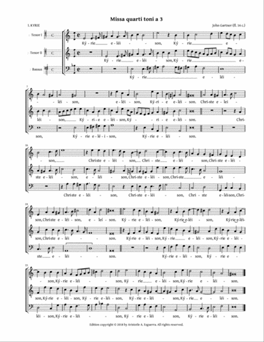 Missa quarti toni a 3 (Gartner) 3-Part scores gallery preview page 1