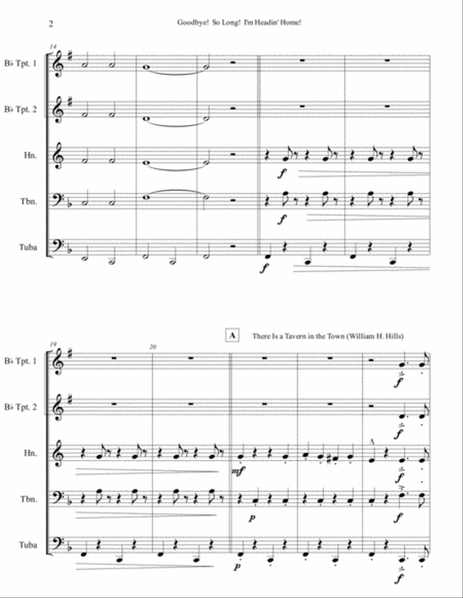 Goodbye! So Long! I'm Headin' Home!: A Medley Brass Ensemble scores gallery preview page 3