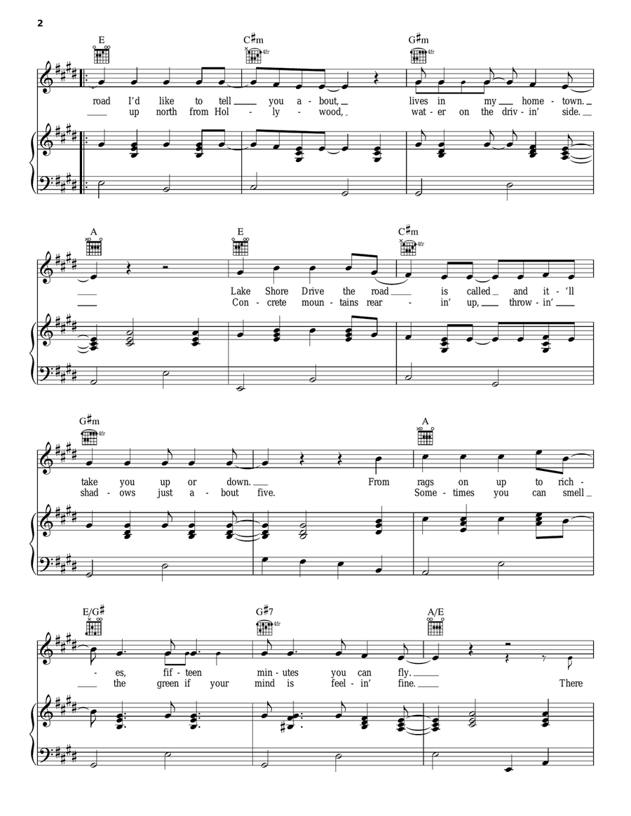 Lake Shore Drive Piano, Vocal, Guitar scores gallery preview page 2