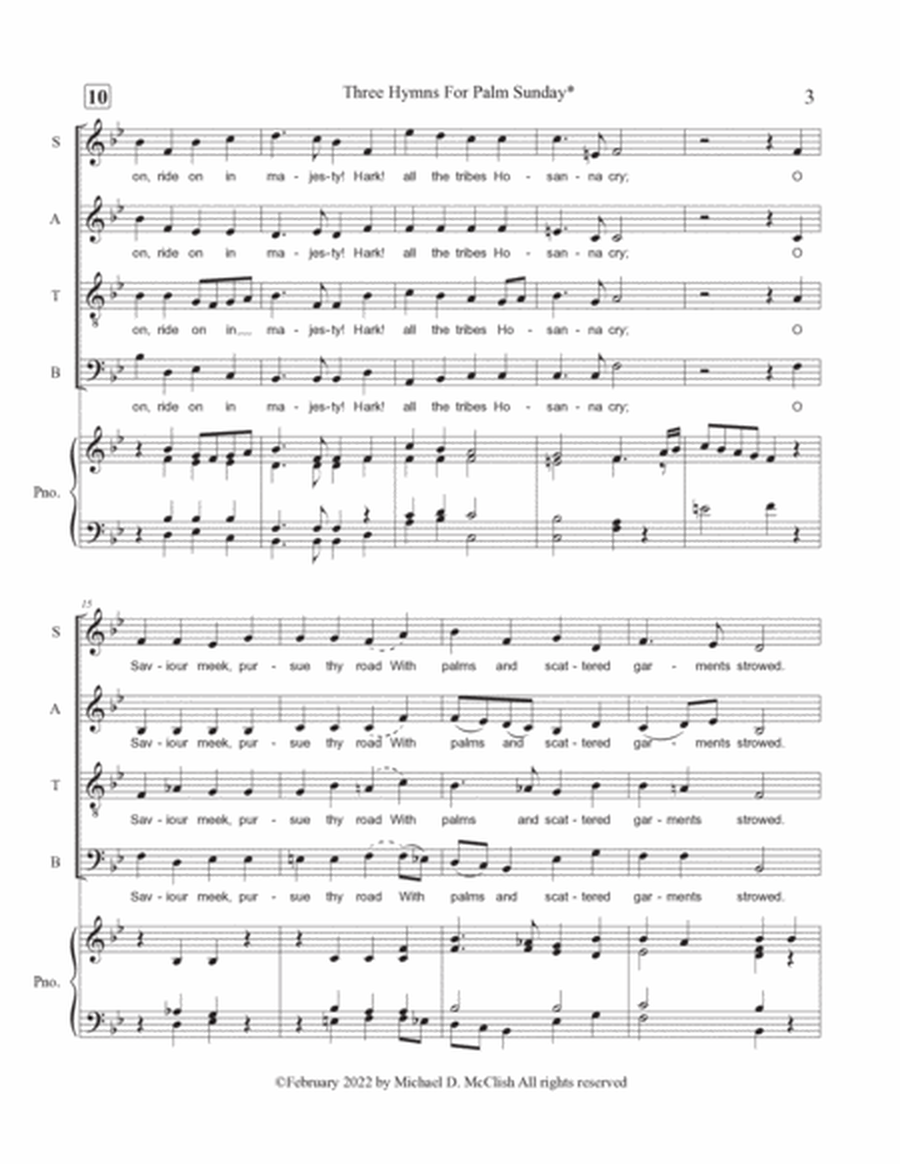 Three Hymns For Palm Sunday(Piano-Choral score for choir)