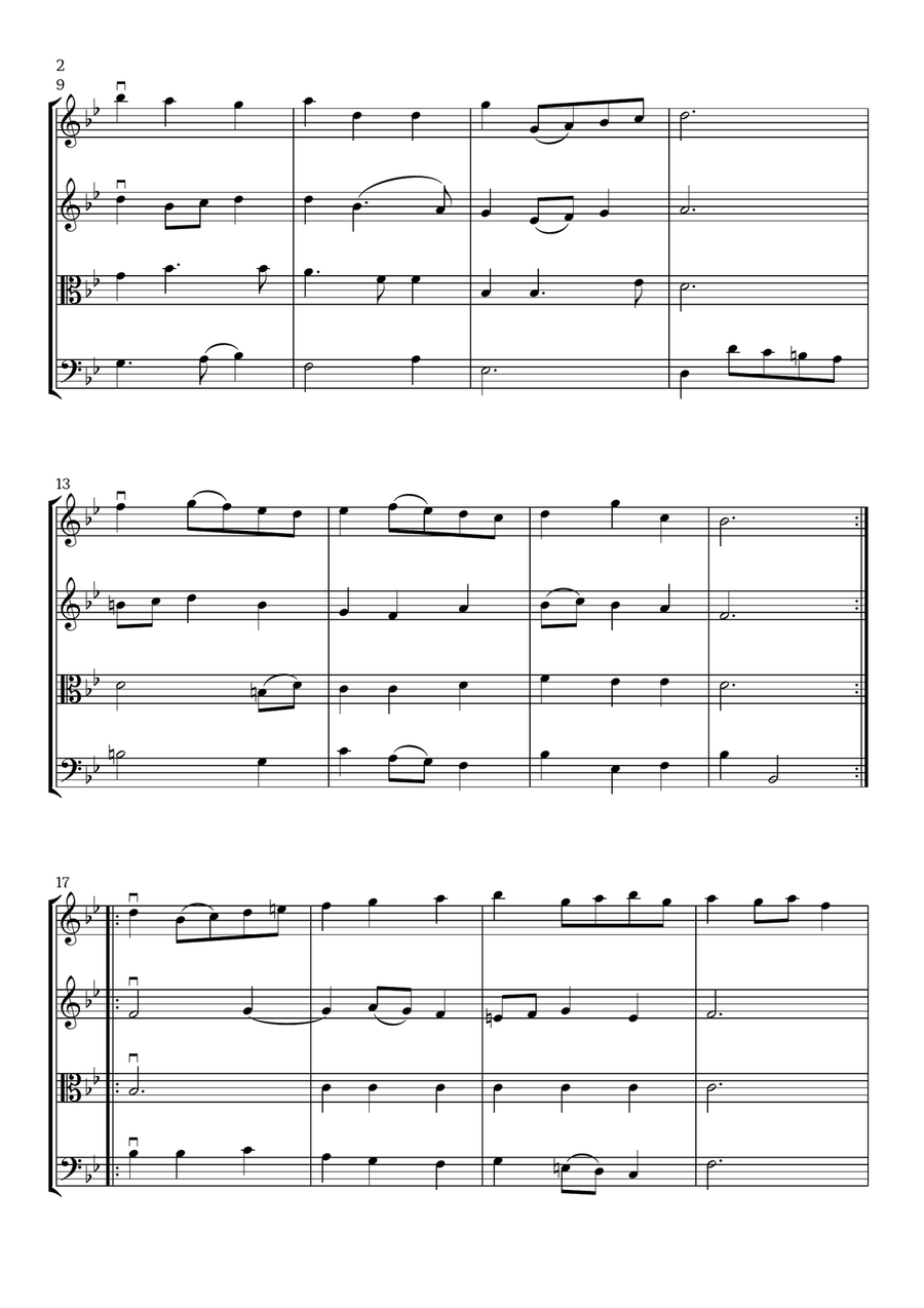 Minuet in G minor, BWV Anh. 115 (String Quartet) - J. S. Bach String Quartet scores gallery preview page 2