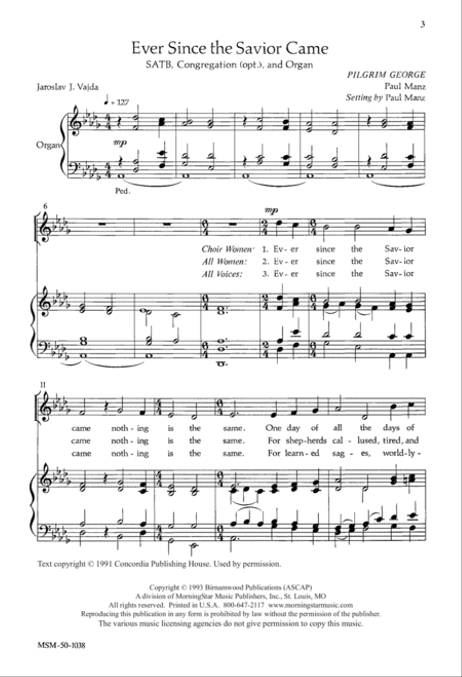 Ever Since the Savior Came 4-Part scores gallery preview page 1
