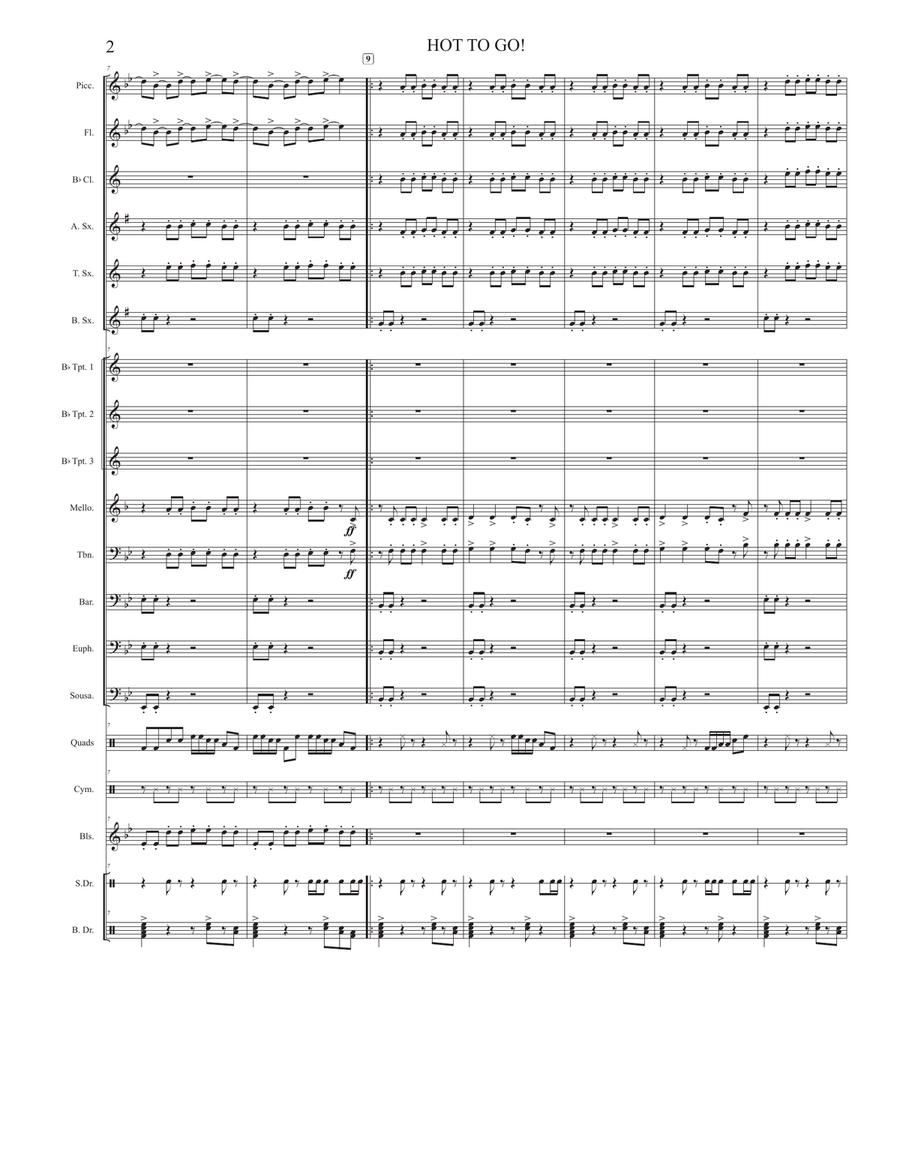 Hot To Go Marching Band scores gallery preview page 2
