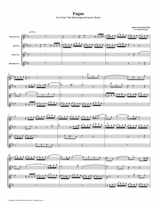 Fugue 09 from Well-Tempered Clavier, Book 1 (Saxophone Quartet)