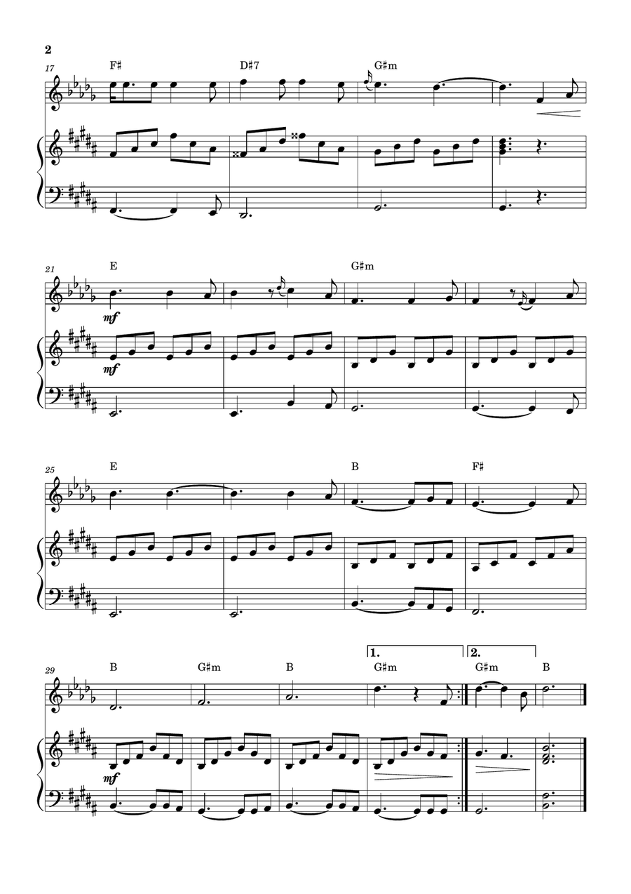 Hallelujah B-Flat Trumpet scores gallery preview page 2