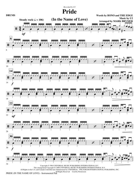 Pride (In The Name Of Love) (arr. Mark Brymer) - Drums