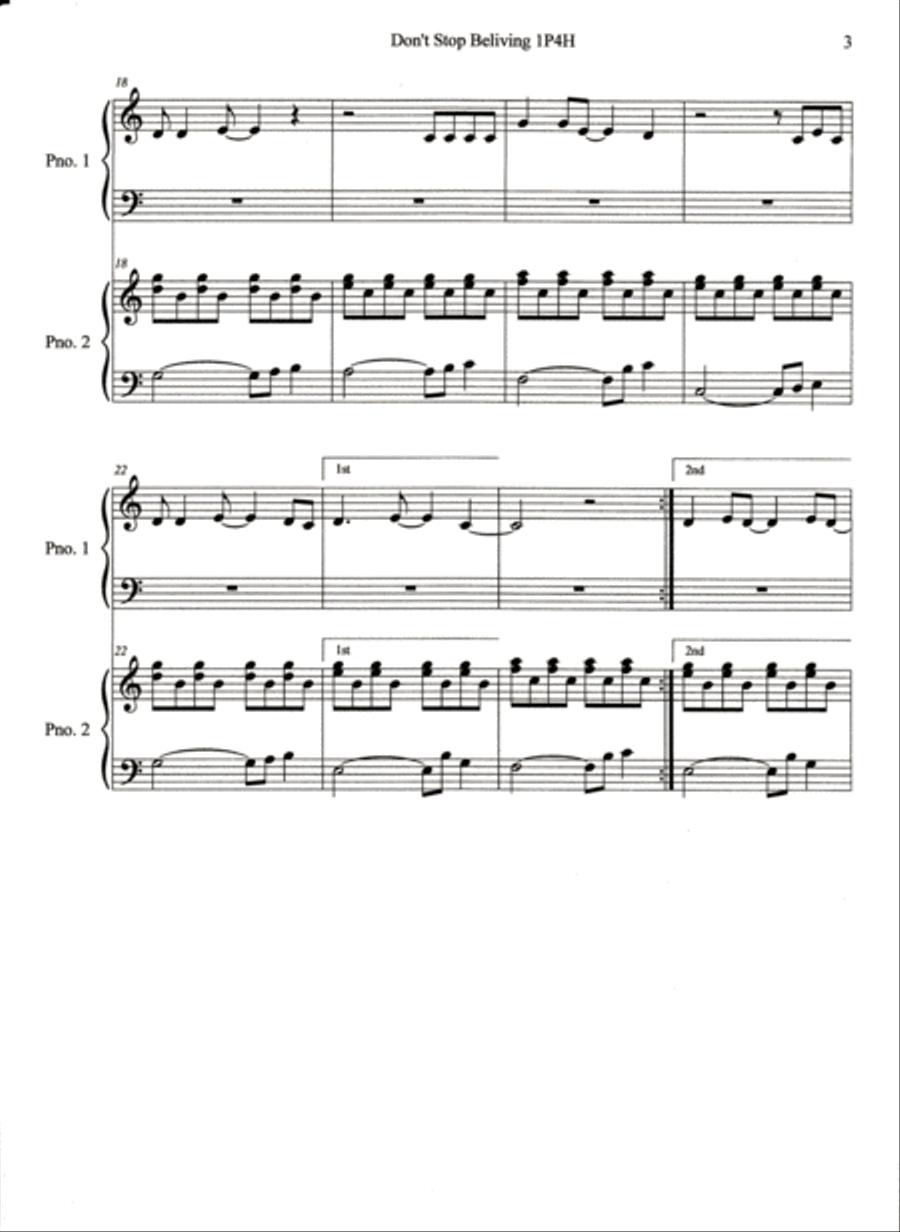 Don't Stop Believin' Easy Piano scores gallery preview page 4