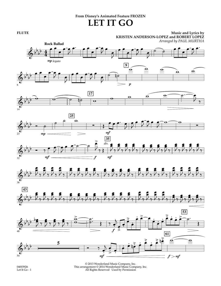 Let It Go - Flute Concert Band scores gallery preview page 1