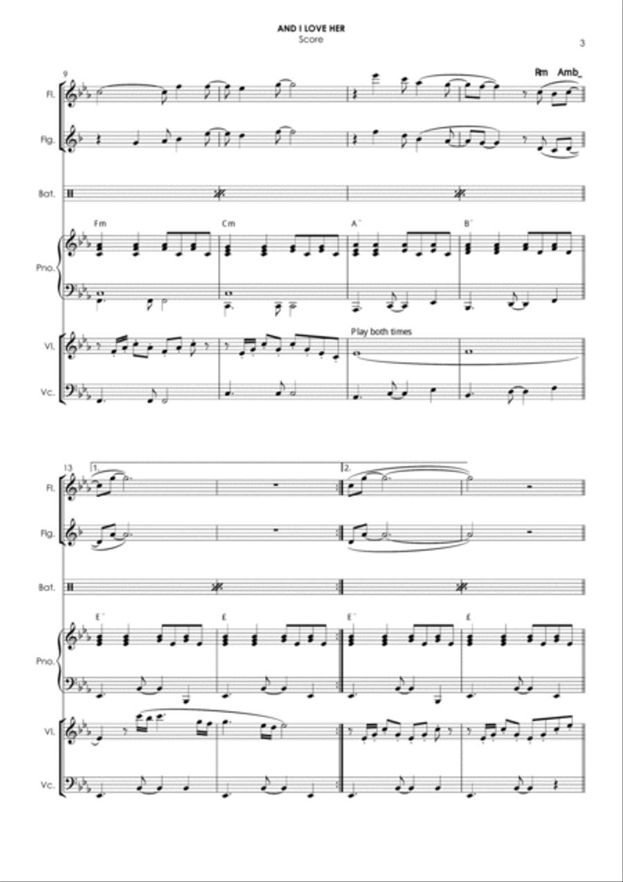 And I Love Her Small Ensemble scores gallery preview page 3