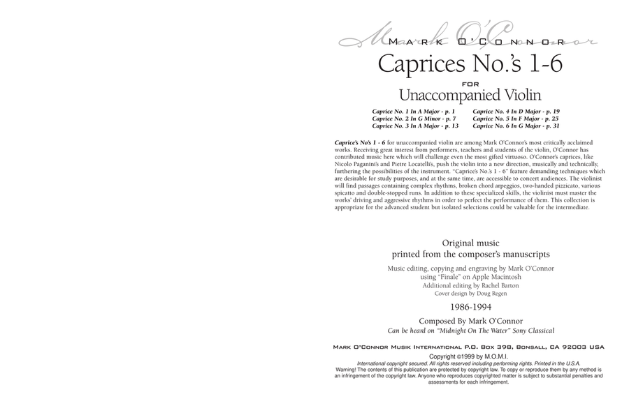 Caprices No.'s 1 - 6 (for unaccompanied violin) image number null