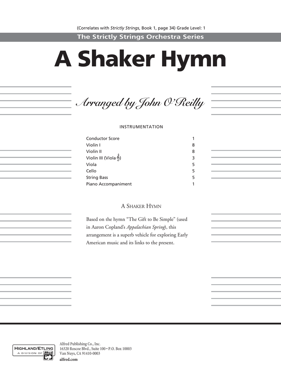 A Shaker Hymn: Score