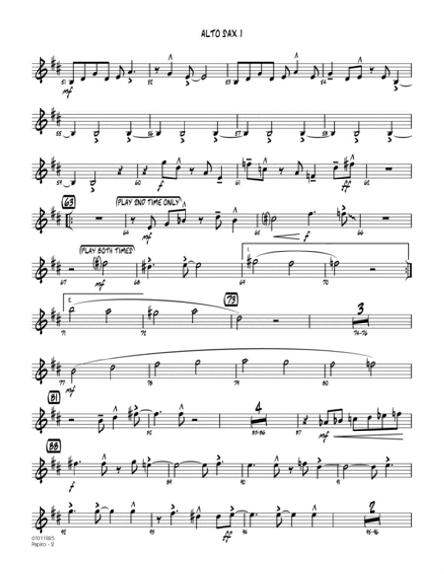 Papiro - Alto Sax 1 Jazz Ensemble scores gallery preview page 2
