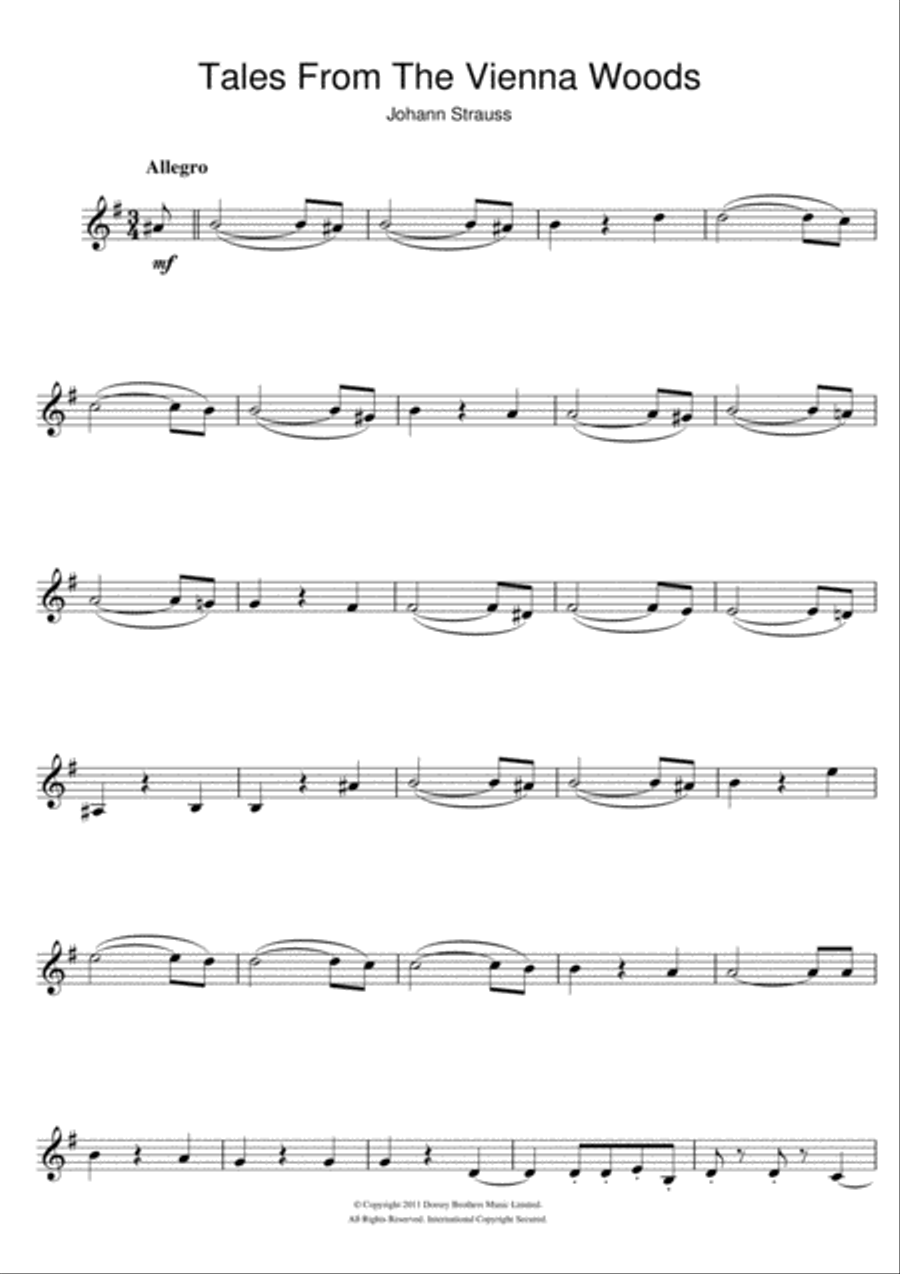 Tales From The Vienna Woods Clarinet Solo scores gallery preview page 1
