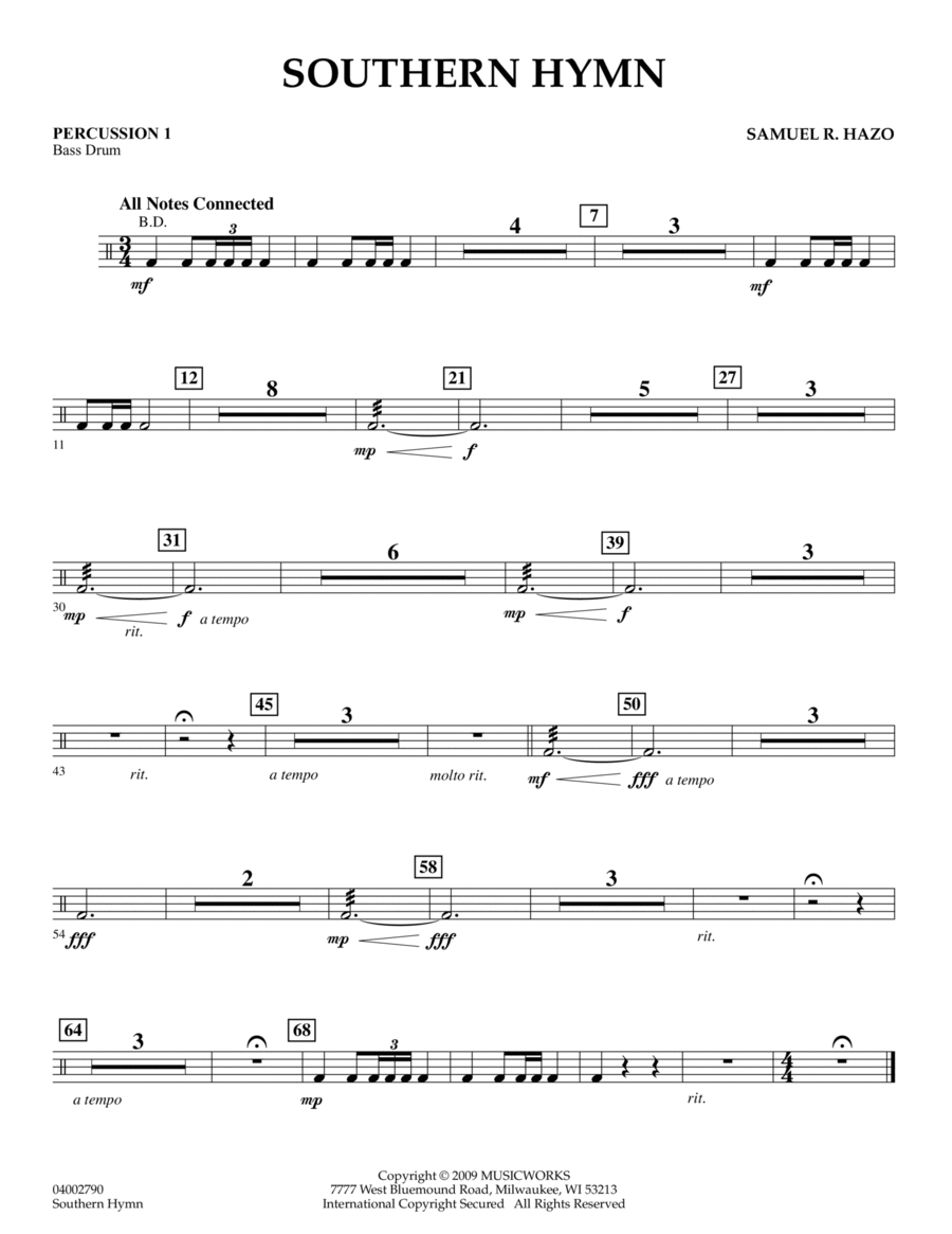 Southern Hymn - Percussion 1 Percussion scores gallery preview page 1