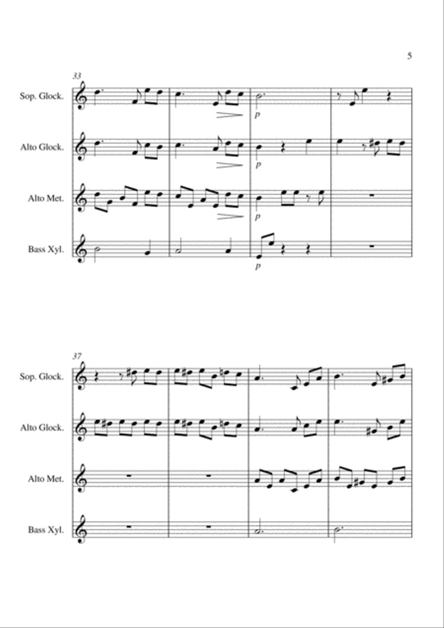 Fur Elise (Main Theme) - For Orff Ensemble Percussion Ensemble scores gallery preview page 5