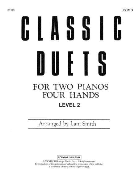 Classic Duets for Two Pianos - Level 2